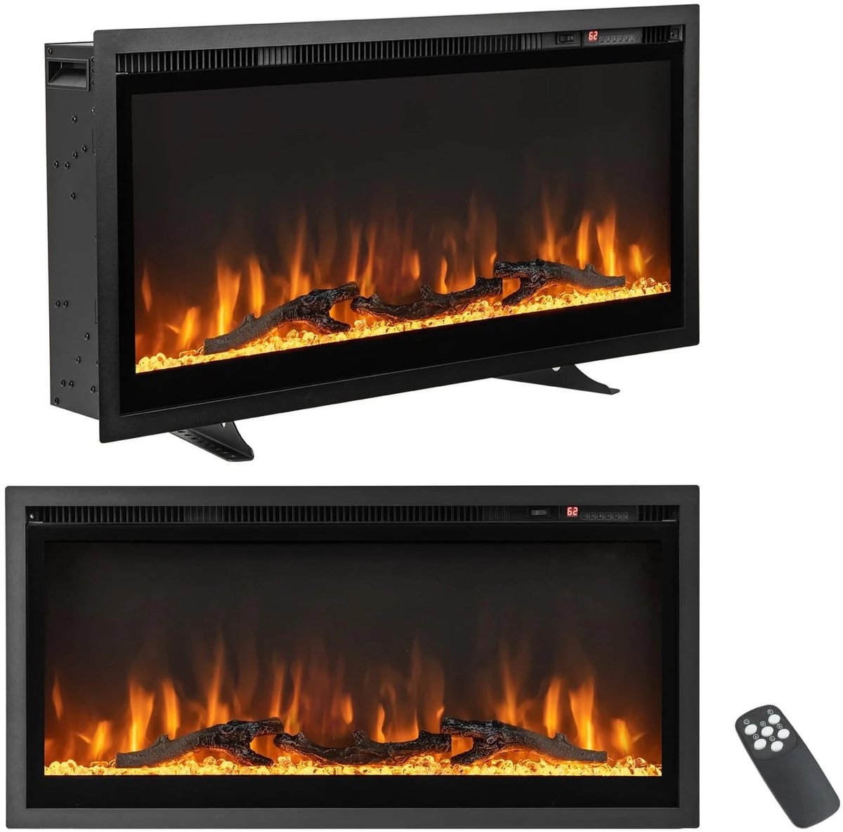 DeltaMerch Elektrische haard - Openhaard - Touchscreen en afstandsbediening - 9 vlamkleuren - 15 standen - 91,5 x 45 x 14 cm