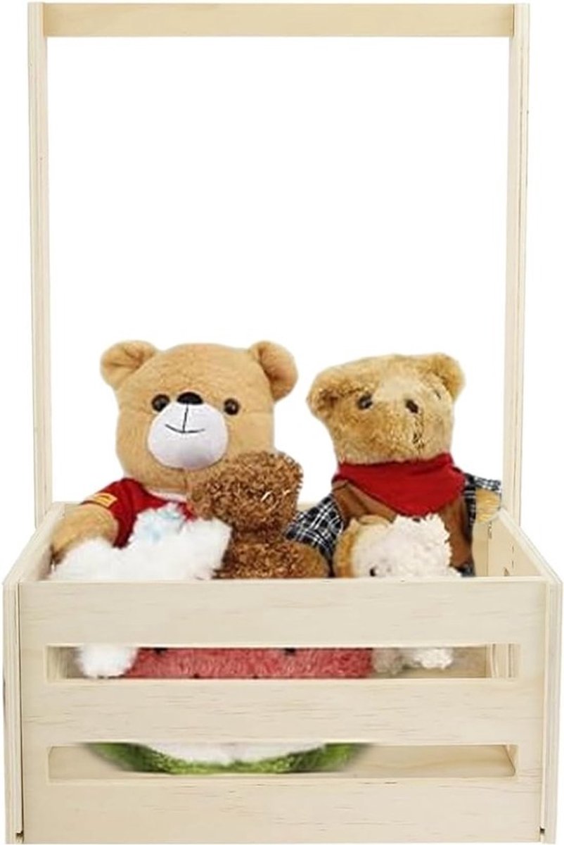 Speelgoedmand Houten Opbergkist - Opbergmand Kinderen - Speelgoed Opruimen - Robuuste Houten Constructie - 51.5x34.4x23cm - Sterren en Maan