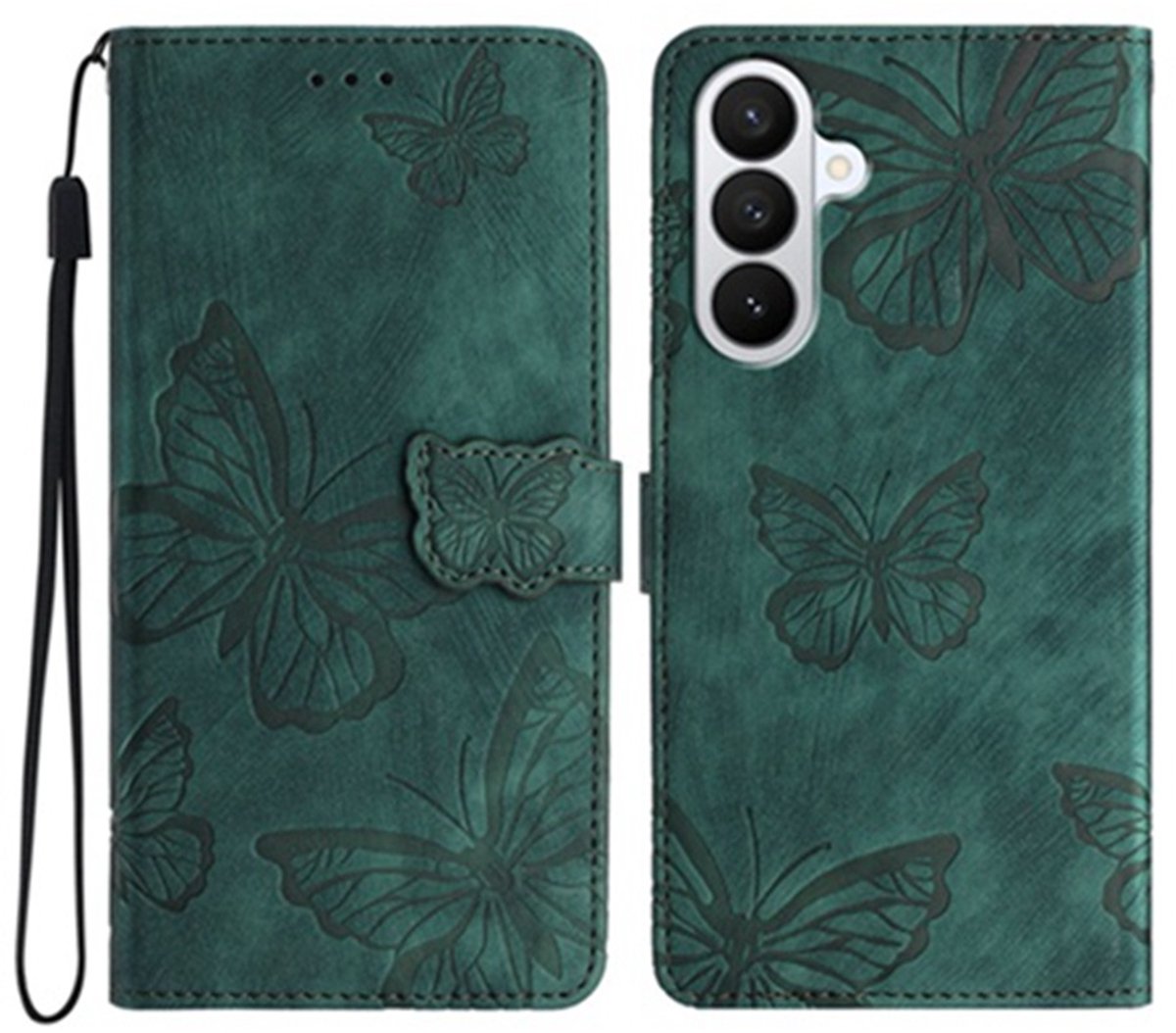 Coverup Hoesje - Geschikt voor Samsung Galaxy S26 FE Hoesje - Coverup Vlinders Book Case - Groen