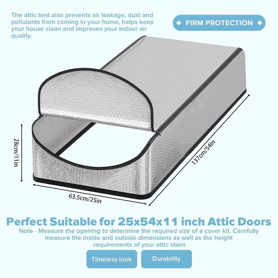 Warmte-isolatie voor uittrekbare trappen, 63,5 x 137,2 x 27,9 cm, energie-efficiëntie, thermische bescherming, isolerende eigenschappen — afbeelding 2
