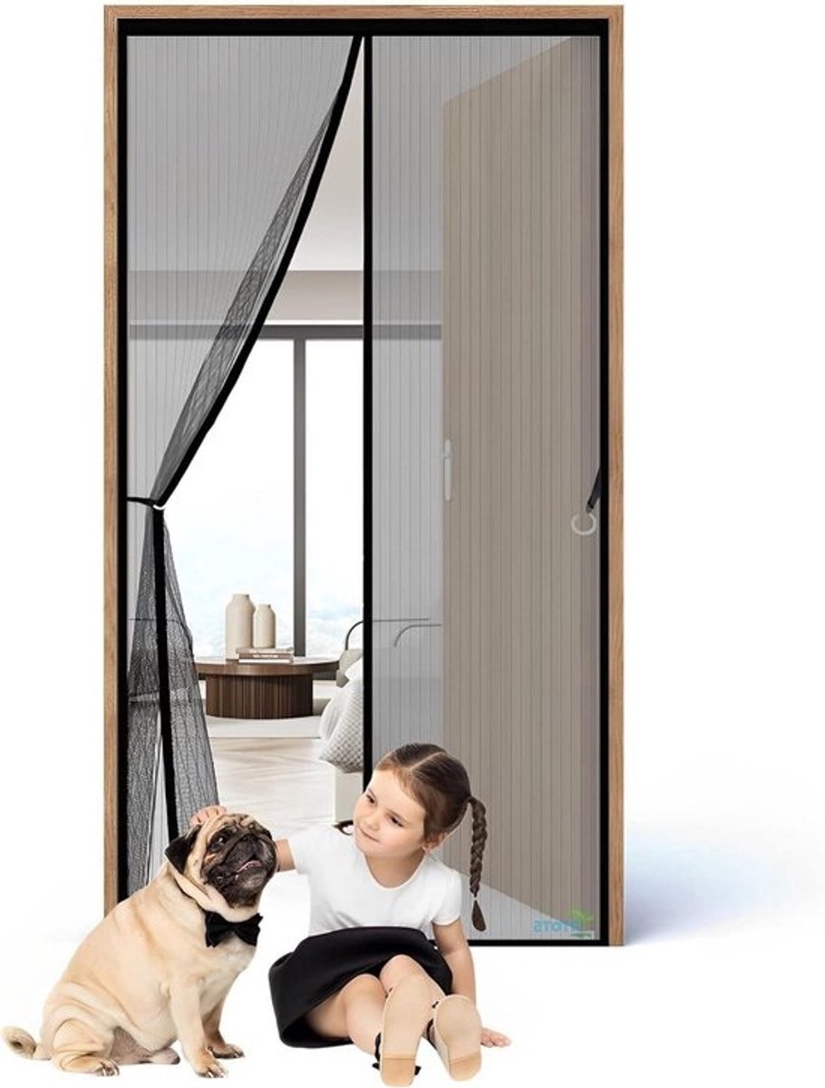 Magnetische Deurhor - Vliegendeur Gordijn - Insecten Buiten Houden - Automatisch Sluitend - 90 x 195 cm - Zwart