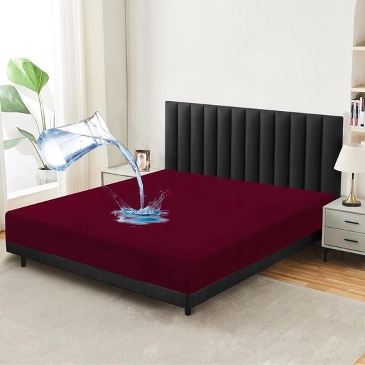 Matrasbeschermer Waterdicht - Spannlaken Incontinentie - Matras Beschermen - Ademend Microvezel - 120x200 cm - Rood