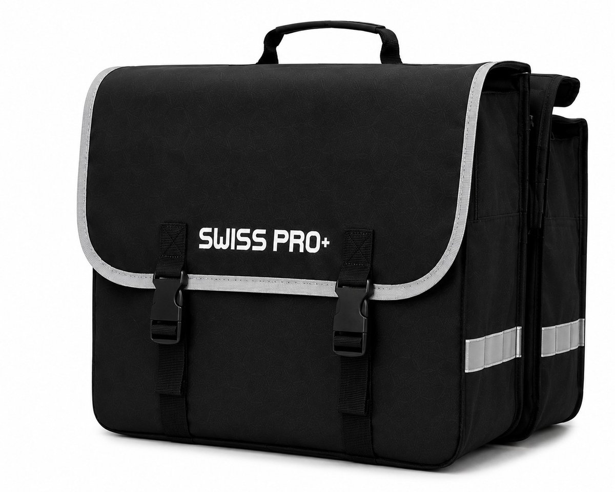 Swiss Pro+ - SP-BK.BG - Dubbele Fietstas - waterdicht - 36 liter - Zwart - Compact - Moderne Design -