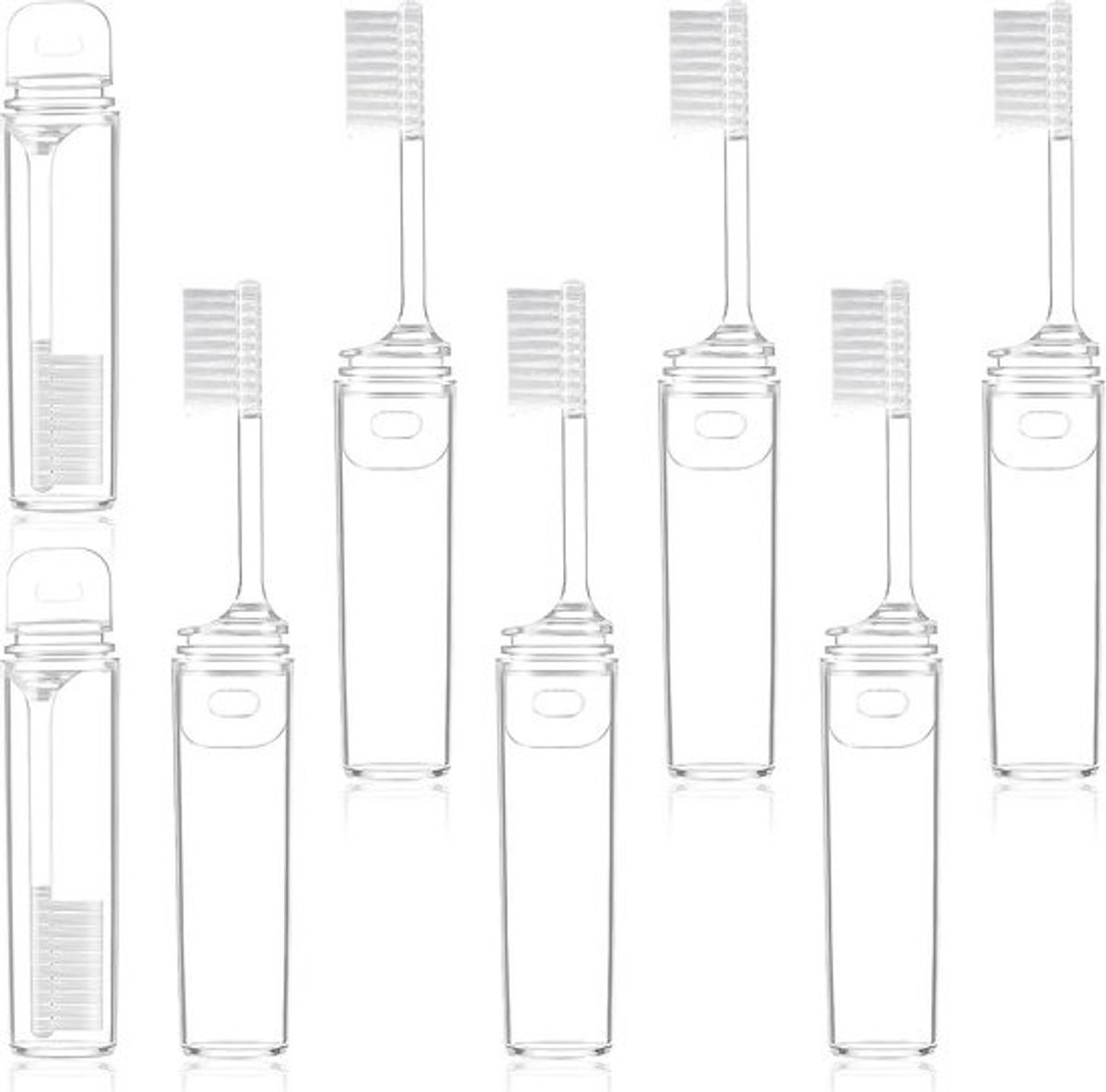 8x Inklapbare Reistandenborstels Set - Draagbare Mini Opvouwbare Tandenborstels met Etui
