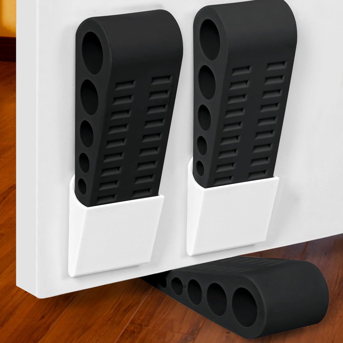 3 Stuks Rubberen Deurstopper Wig - Antislip & Stapelbaar - Beschadigt de vloer niet - Voor alle vloeren - Thuis, kantoor en school - Zwart