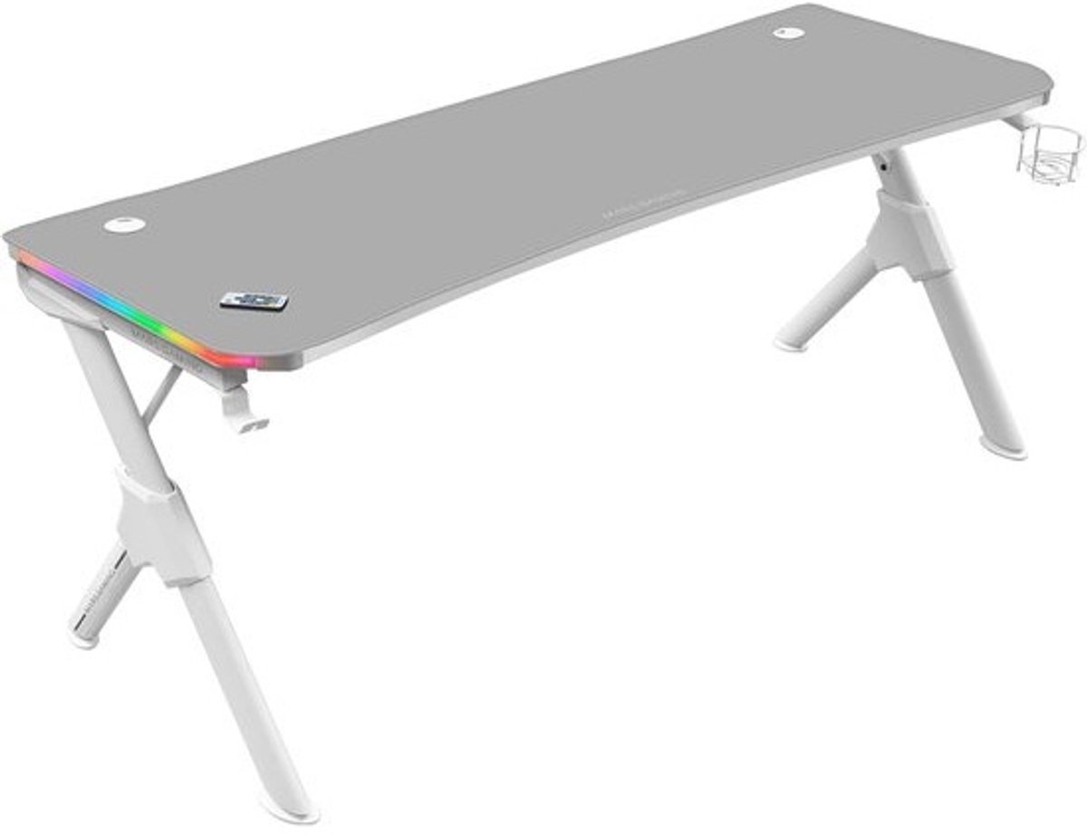 Ergonomische RGB Gaming Desk XL met Headset- en Bekerhouder, Wit
