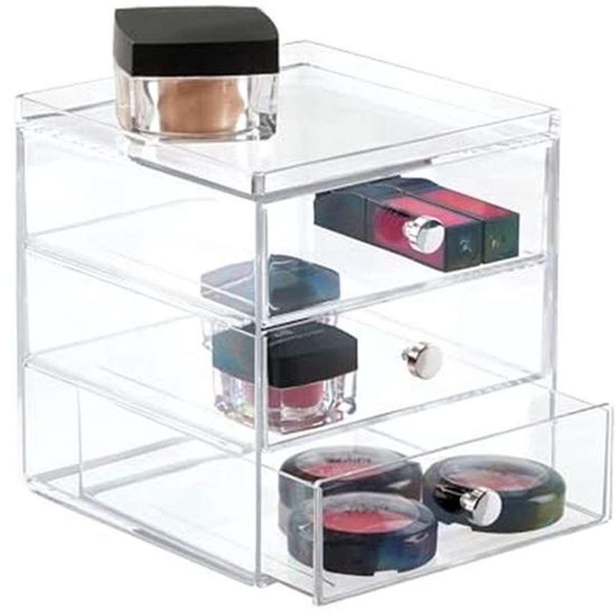 Compacte Make-up Organizer met 3 Schuifladen - Stapelbare Ladebox voor Cosmetica