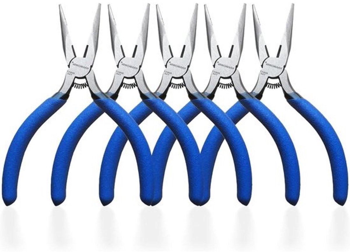 Mini Naald Neus Tang - Kleine Tang Set - Sieraden Maken - Veerbelast Ontwerp - 12.7 cm - Zwart Blauw