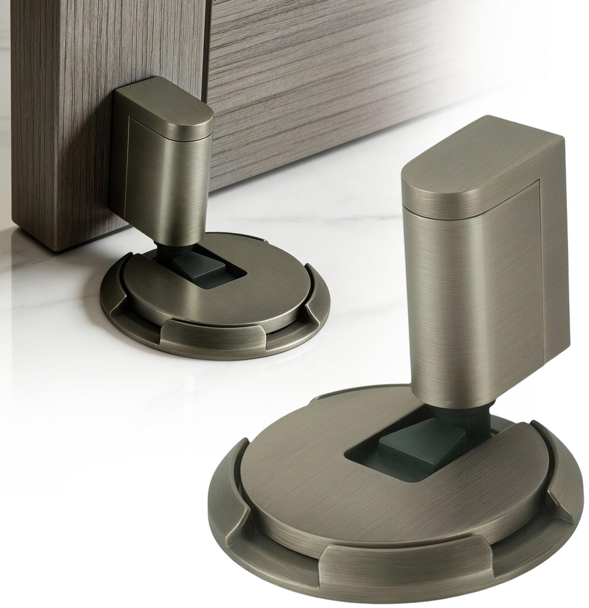 Magnetische Deurstopper - Zelfklevend Verstelbaar Zwaar Onzichtbaar - Met Deurwig en Deurklinkbuffer - Voor Vloer en Muur - Antiekbrons