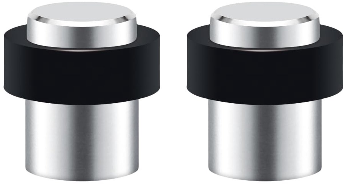 Set van 2 Deurstoppers - RVS - Voor vloermontage - Inclusief schroeven en pluggen - Ø 32x45 mm