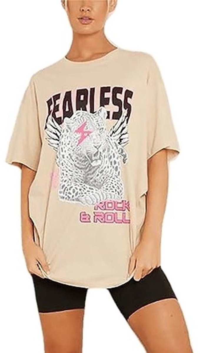 Dames oversized T-shirt met tijgerprint en korte mouwen