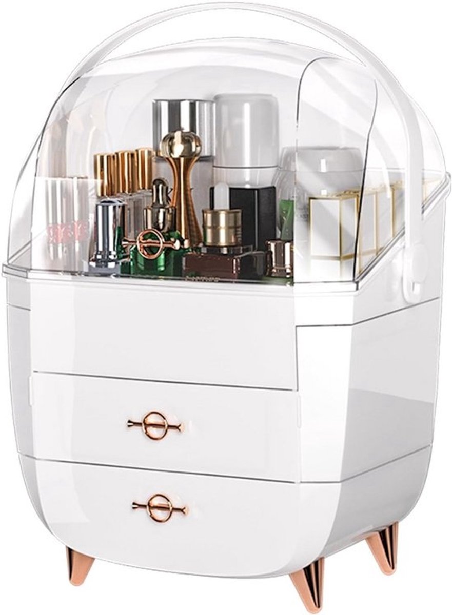 Make-up Organizer met Deksel en Laden - Draagbare Cosmetica Opslag voor Badkamer en Dressoir