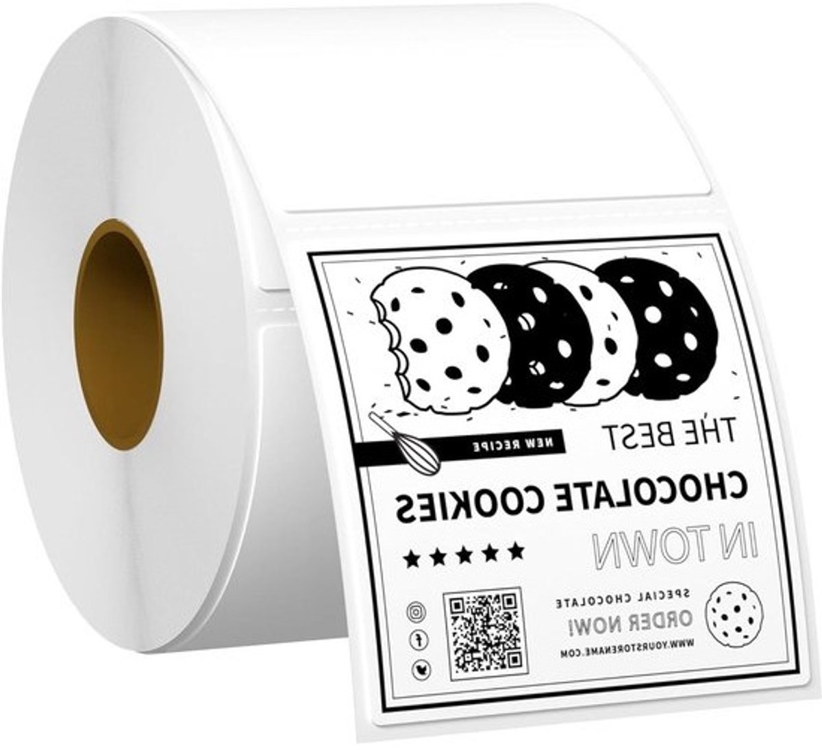 Thermische Etiketten - Stickerlabels Rol - Labels Printen - Waterdicht Oliebestendig - 2"x2" 500 Stuks - Wit
