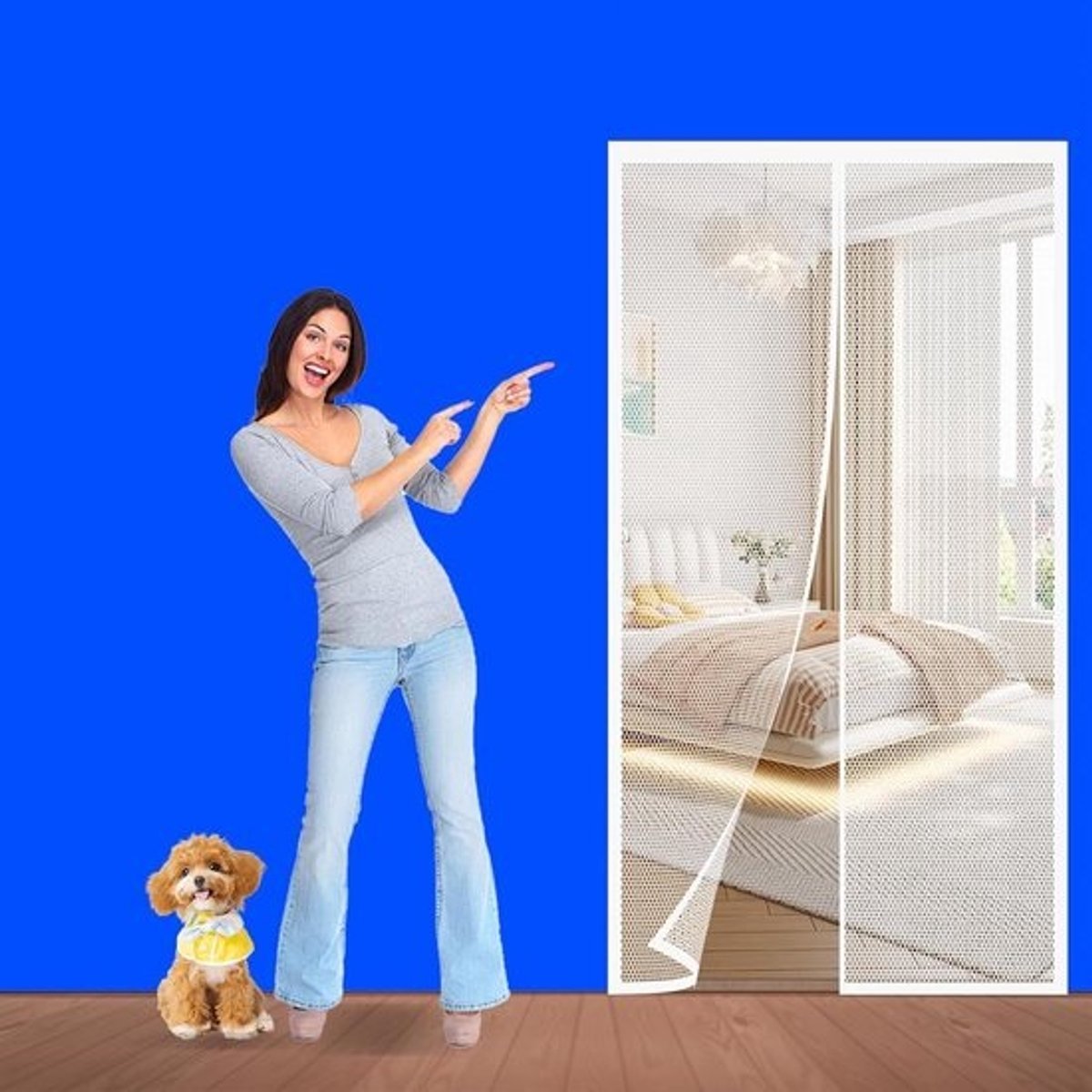 Vliegengaas Deur - Muggenhor Hordeur - Insecten Buiten Houden - Automatisch Sluitend - 105 x 205 cm - Wit