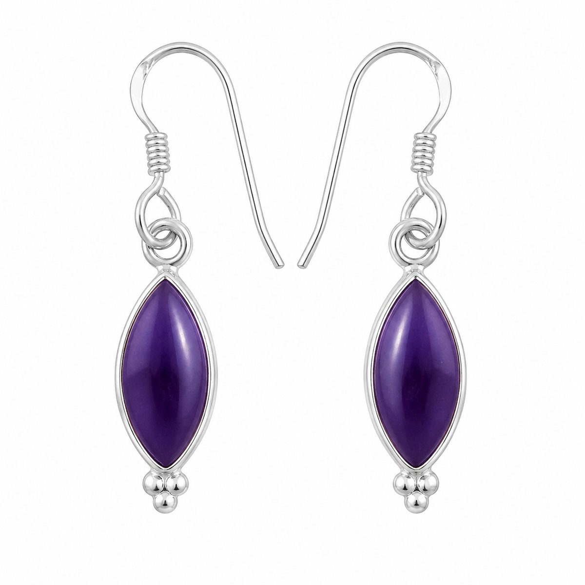 Oorbellen van 925 sterling zilver met markiesvormige amethist
