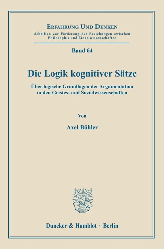 Erfahrung und Denken64- Die Logik kognitiver Sätze. - cover