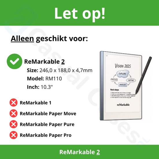 NorthLife ReMarkable 2 Slim magnetisch cover leren hoes - Cognac — afbeelding 2