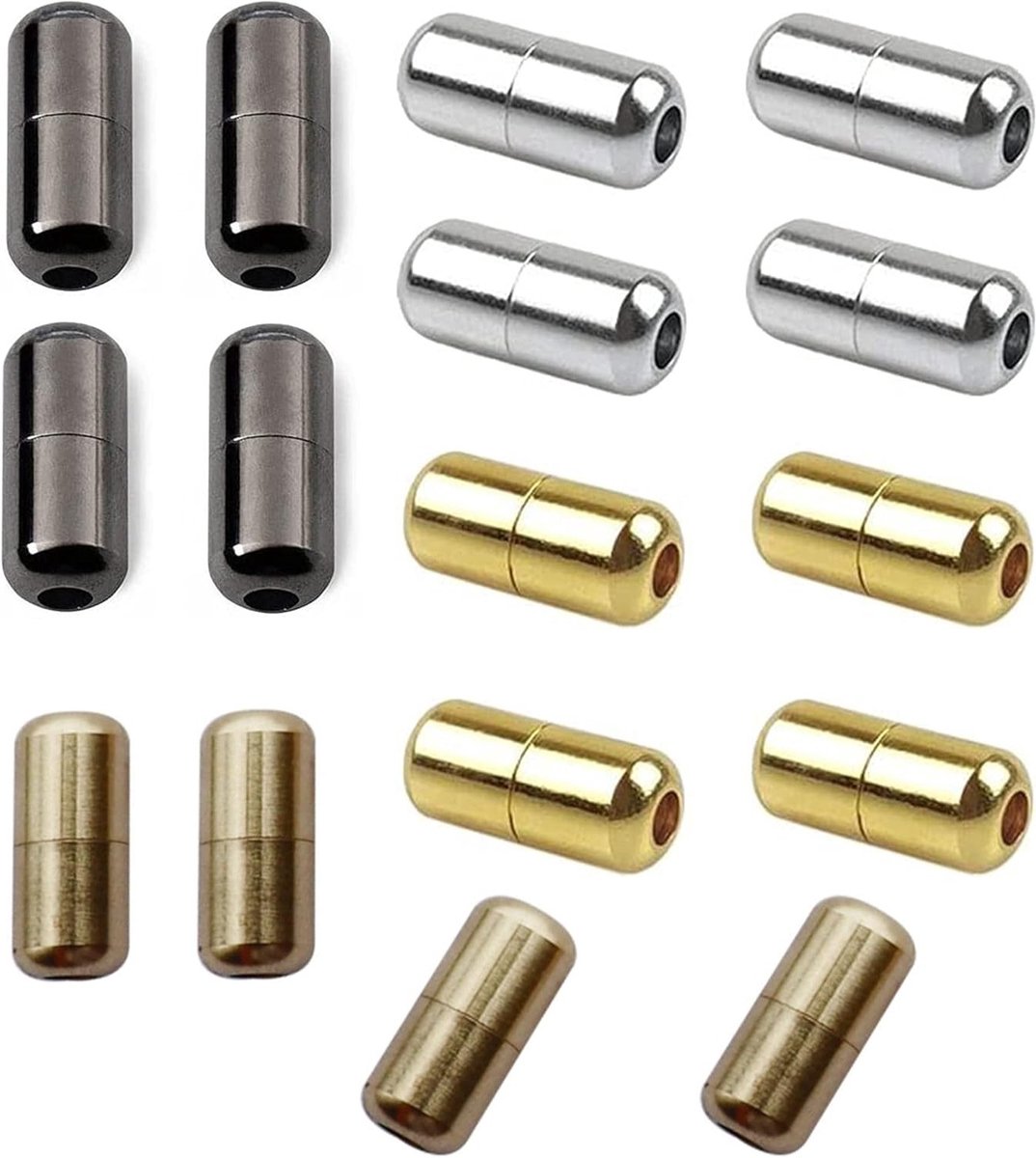 16-delige set metalen capsules voor schoenveters, elastische veters, sluitingen en gespen in 4 kleuren, 18x8mm