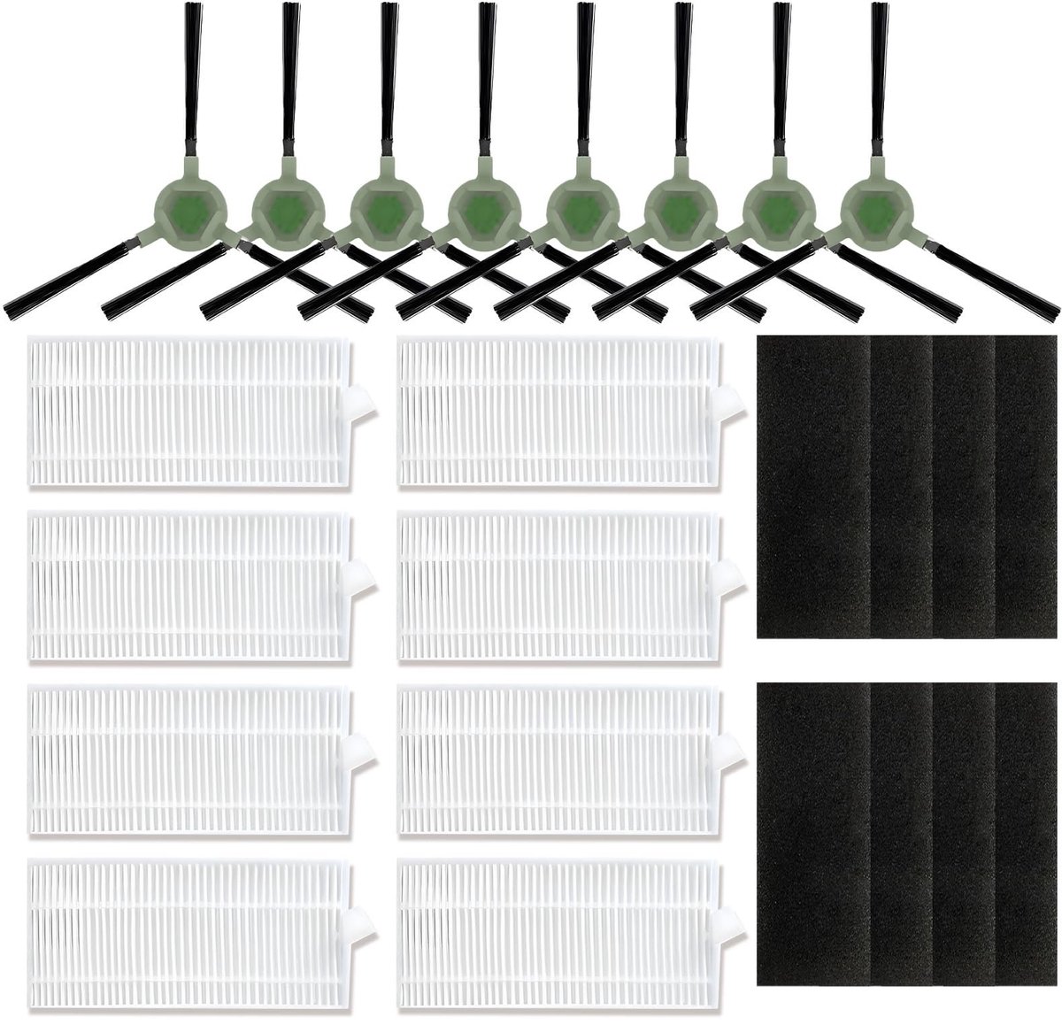 Dailygoods- Veegmachine-accessoires 8 HEPA-filters - 8 Zijborstels - Geschikt voor Lefant M210/M210S/M210B - Robuust en wasbaar - Efficiënt voor stof en dierenharen - Stofzuigeraccessoires