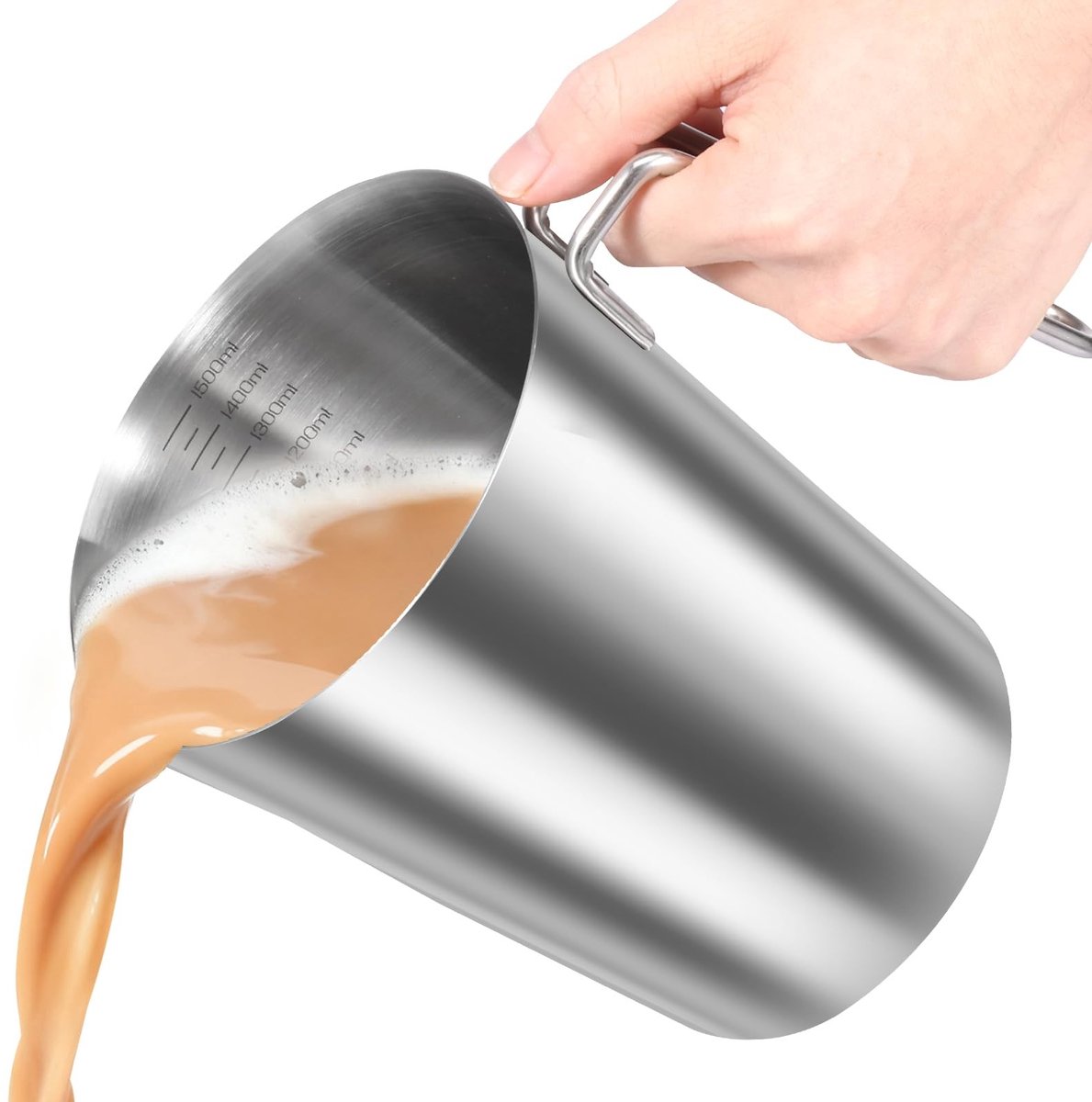 Dailygoods- Maatbeker 1,5 liter - Roestvrij Staal - Ergonomische Handgreep - Schenktuit - BPA-vrij - Duurzaam Ontwerp