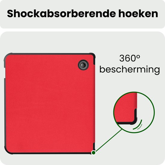 Hoes Geschikt voor Kobo Libra 2 Hoesje Bookcase Cover Hoes - Hoesje Geschikt voor Kobo Libra 2 Hoes Cover Case - Rood — afbeelding 4