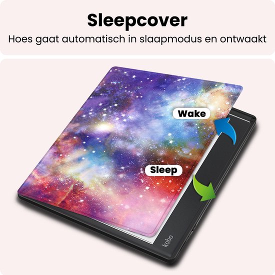 Hoes Geschikt voor Kobo Elipsa 2E Hoesje Bookcase Cover Book Case Hoes Sleepcover - Galaxy — afbeelding 3