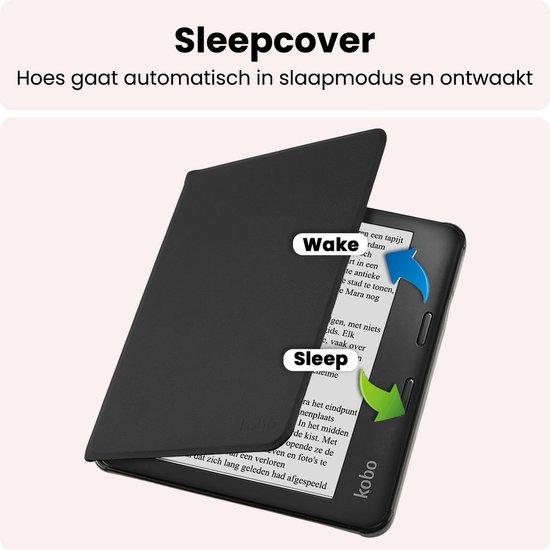 Hoes Geschikt voor Kobo Libra 2 Hoesje Bookcase Cover Book Case Hoes Sleepcover - Zwart — afbeelding 3