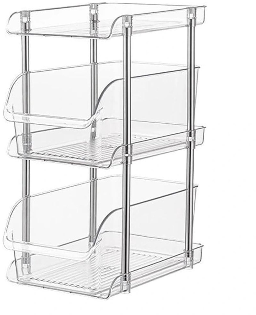 Dailygoods- Spoelbakorganizer 3 verdiepingen - Uittrekbaar - Transparant - Multifunctioneel - Keuken/badkamer - 31 x 19,5 x 39,7 cm - Opbergrek