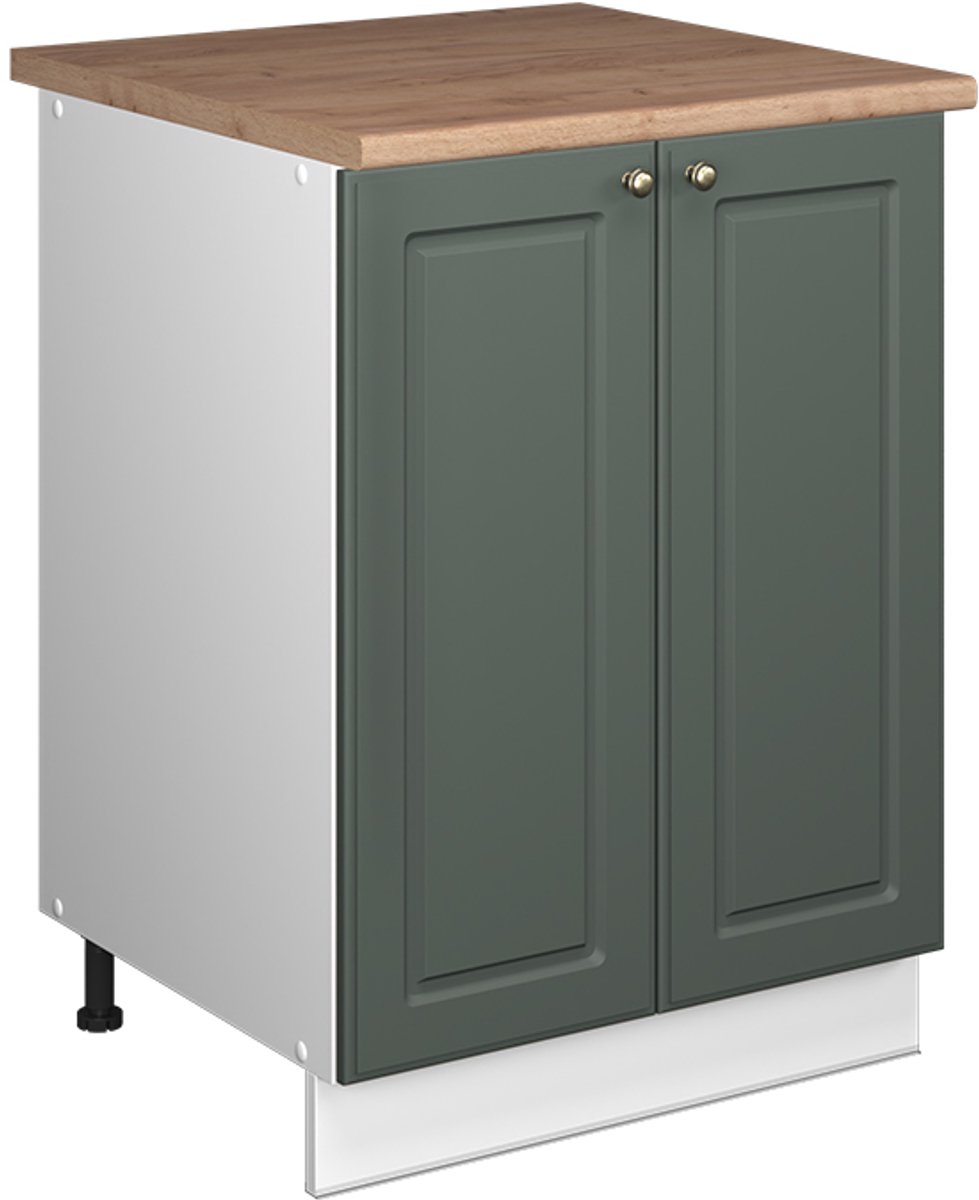 Vicco Wastafelkast Fame-Line, Groen-Goud Landhuis/Wit, 60 cm
