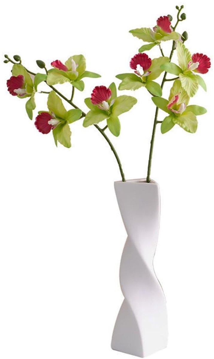 Dailygoods- Bloemenvaas Keramisch - Minimalistische Twist Vaas - Enkele Bloemhouder - Modern Design - 7,4 Inch Hoogte - Decoratie voor Kantoor/Tafel