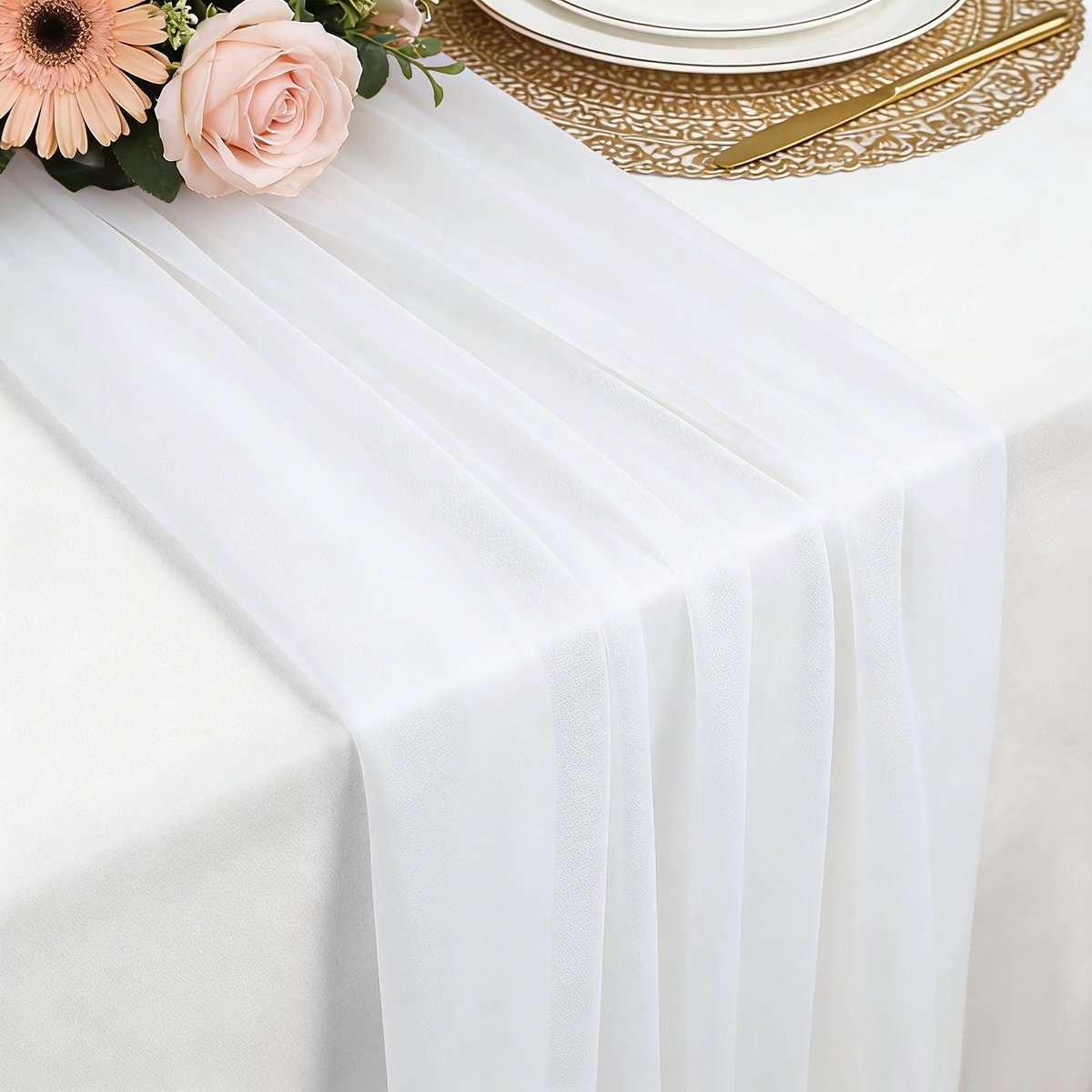 Dailygoods- Tafelloper 300 x 77 cm - Zachte Polyester - Boho Bruiloft - Tafeldecoratie - Feestdecoratie - Elegant Design - Tafelkleed