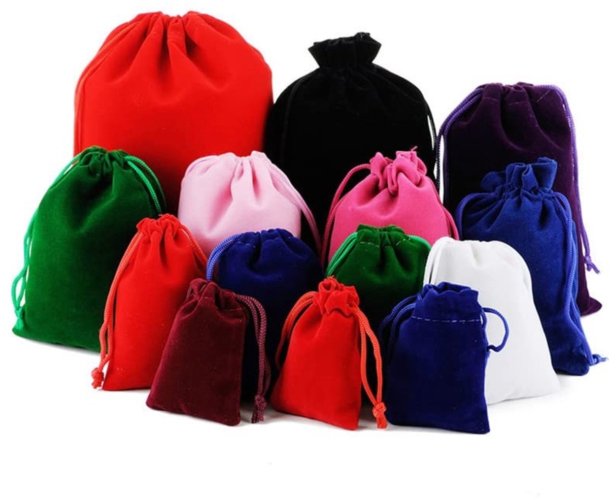Dailygoods- Fluwelen Zakjes 20 Stuks - Sieradenzakjes - Trekkoord - Herbruikbaar - Geschenkzakje - 10 x 15 cm - Gemengde Kleuren - Cadeauzakjes