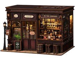 Lumann® Book Nook 327 stuks- Bouwpakketten volwassenen - Houten 3D Puzzel - DIY Bouwpakket Volwassenen en Volwassenen - Boekensteun - Boekenhouder - Miniatuur - CORNER TAVERN