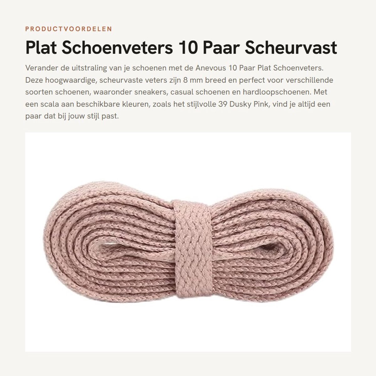 Dailygoods- Schoenveters 8mm Breed - Vervangingsveters - Polyester - Antislip - Sport- en Casual Schoenen - 10 Paar - Schoenlaces