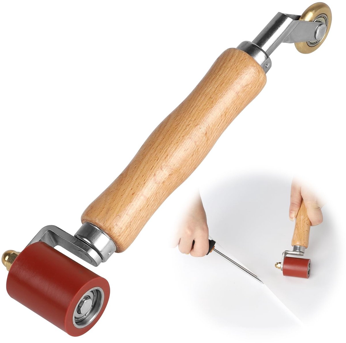 Dailygoods- Aandrukwals 2-in-1 - Siliconen/Messing - Dakbedekking - PVC Lasgereedschap - Handdruk Roller - Naadwals - Voor Randafwerking - Drukroller