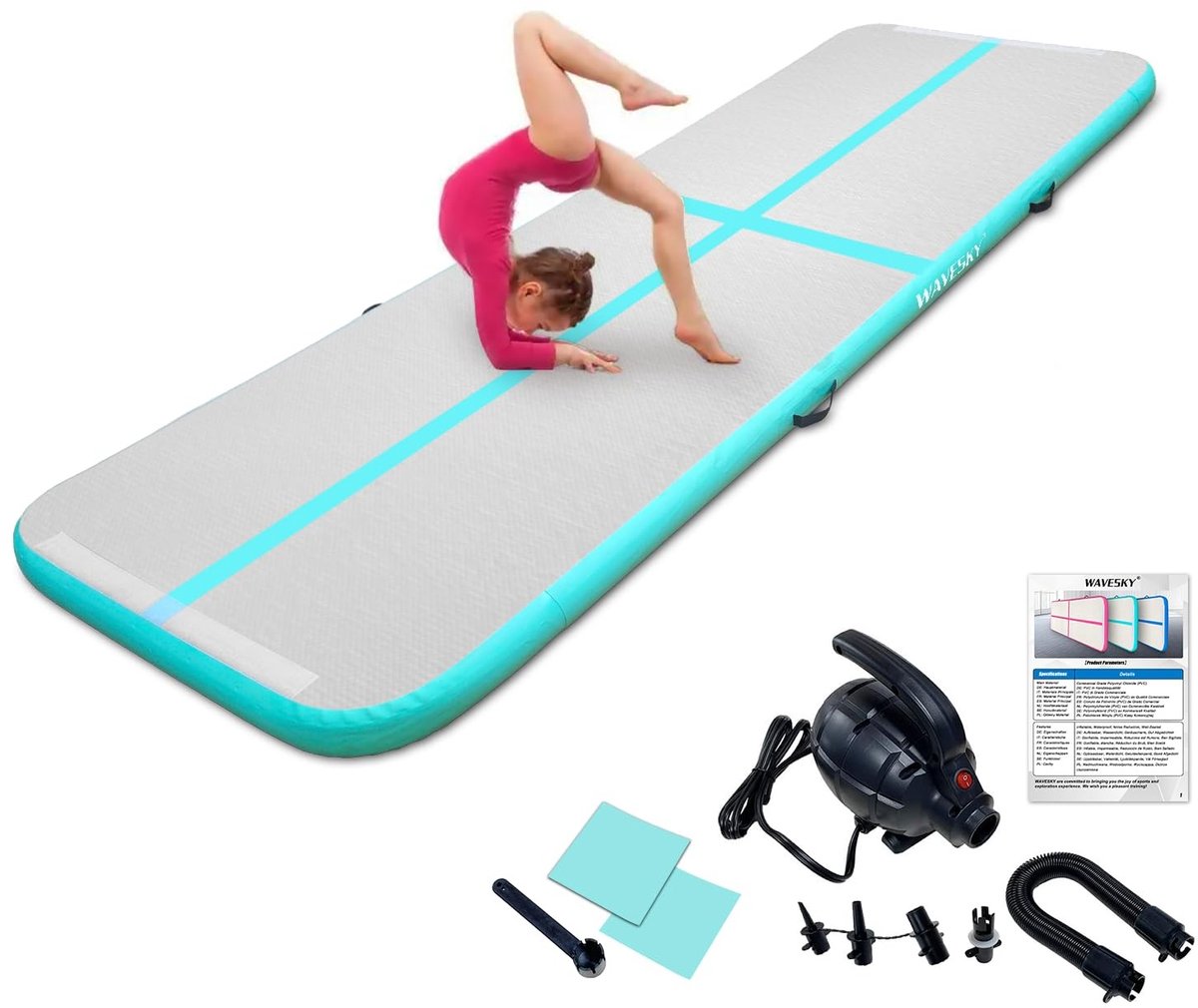 Dailygoods- Luchtmat 3 m - Opblaasbare Gymnastiekmat - Antislip Turnmat - Dubbellaags PVC - Waterdicht - Duurzaam en Lichtgewicht