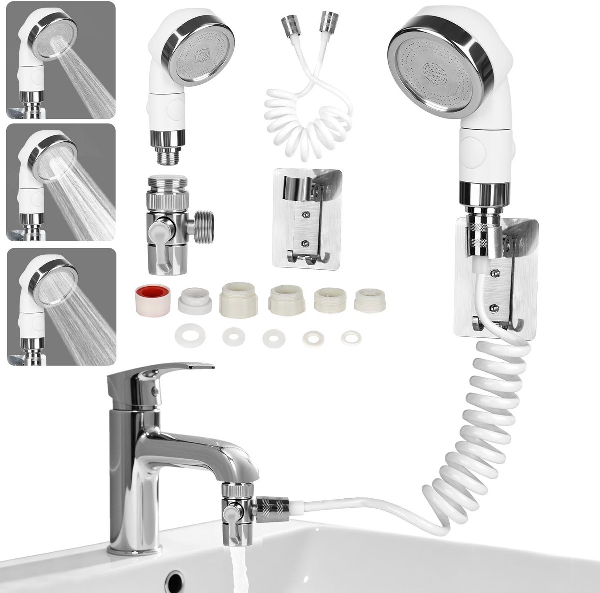 Dailygoods - Handdouche voor Wastafel met Slang en Houder - Wit