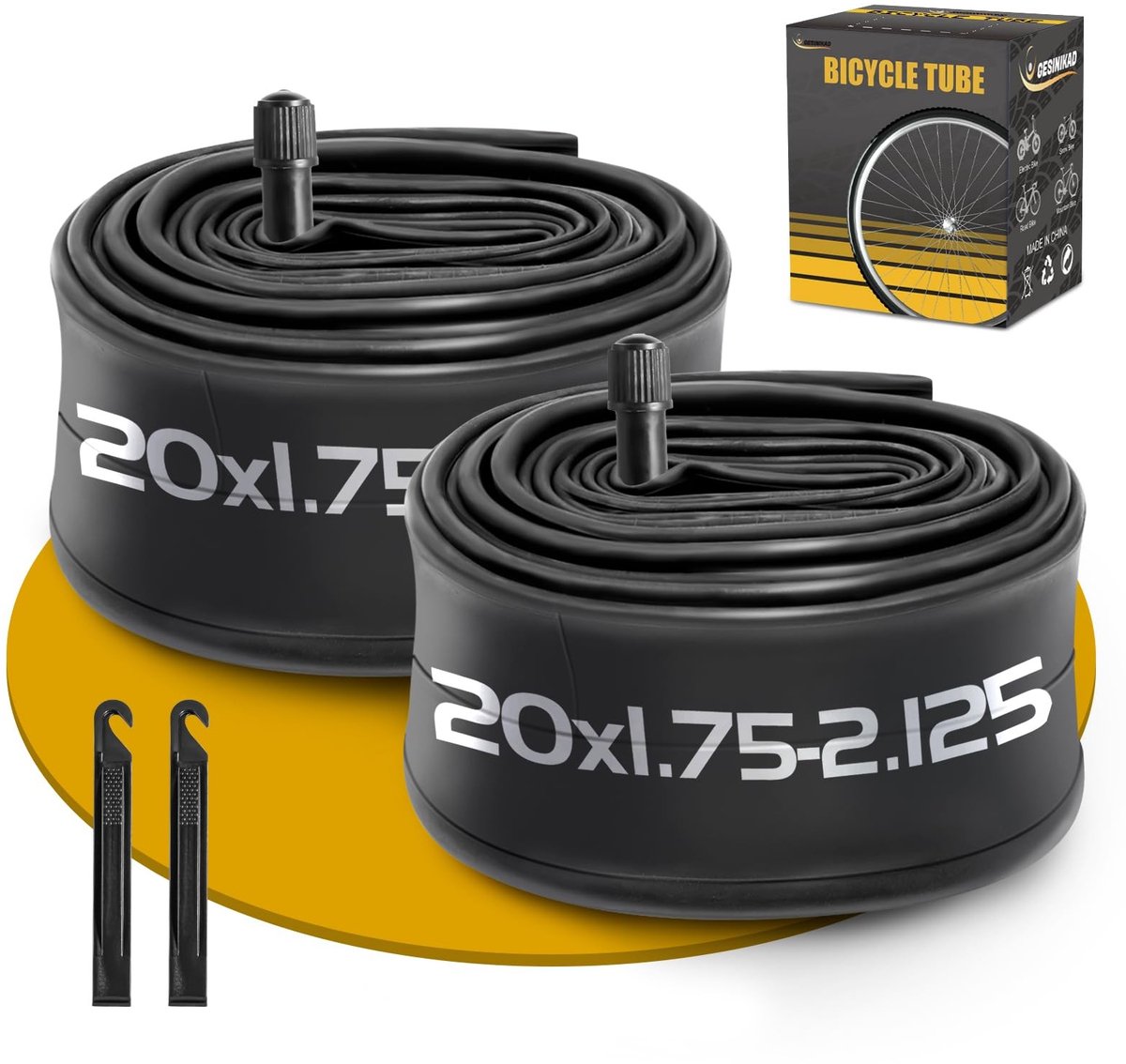 Dailygoods- Fiets Binnenband 20 Inch - 2-Pack - Schrader-ventiel - Fietsbandslang - Geschikt voor Kinderfiets/BMX - Veilig en Betrouwbaar - Fietsslang