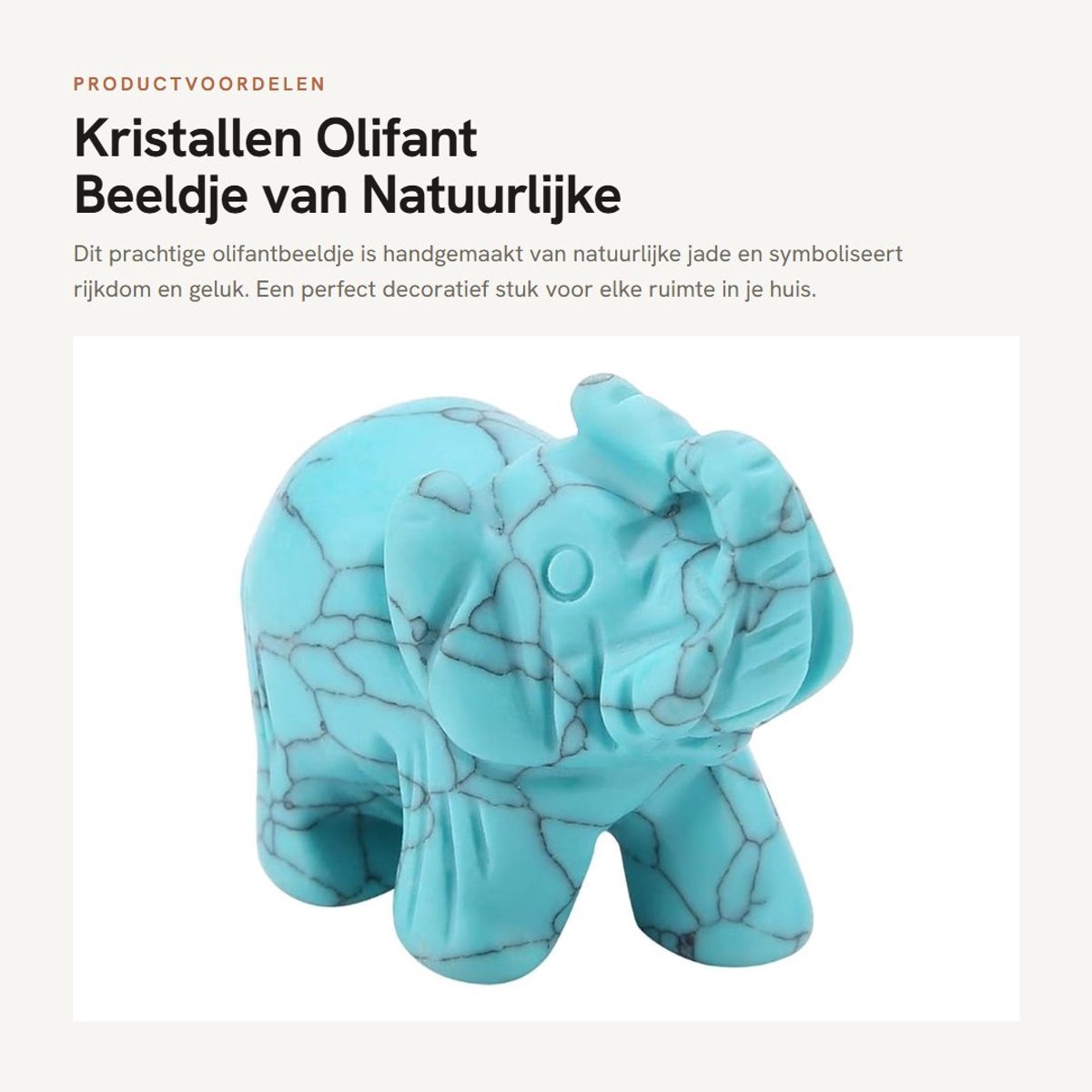 Dailygoods- Olifant Beeld - Natuurlijke Jade - 3,8 Centimeter - Decoratieve Sculptuur - Geluk en Wijsheid - Compact voor Binnen - Beeldje