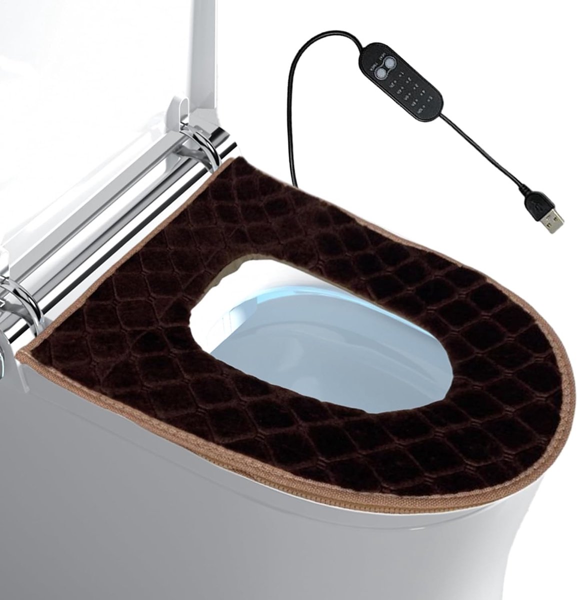 Verwarmde Toiletbril - Zachte Zitting - Comfort Verwarmen - 5 Niveaus Instelbaar - 43x37cm - Bordeaux