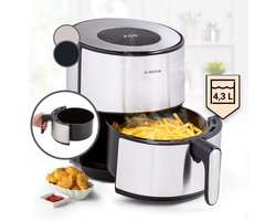 Klarstein Heteluchtfriteuse, Air Fryer om te Frituren, Friteuse met Touch-Bedieningspaneel, Timer, Instelbare Temperatuur & 8 Programma’s, Airfryer voor Luchtfrituren, Heteluchtfriteuse zonder Olie, 1500 W, 4,3L