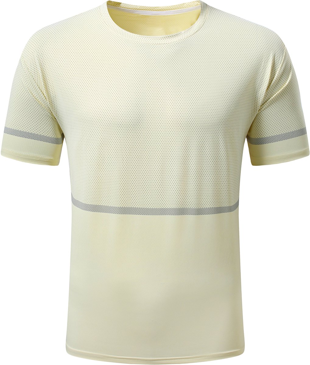 YOUTHUP Heren Casual Tweekleurig Kort T-Shirt Ronde Hals Comfort Ademend 2XL Geel