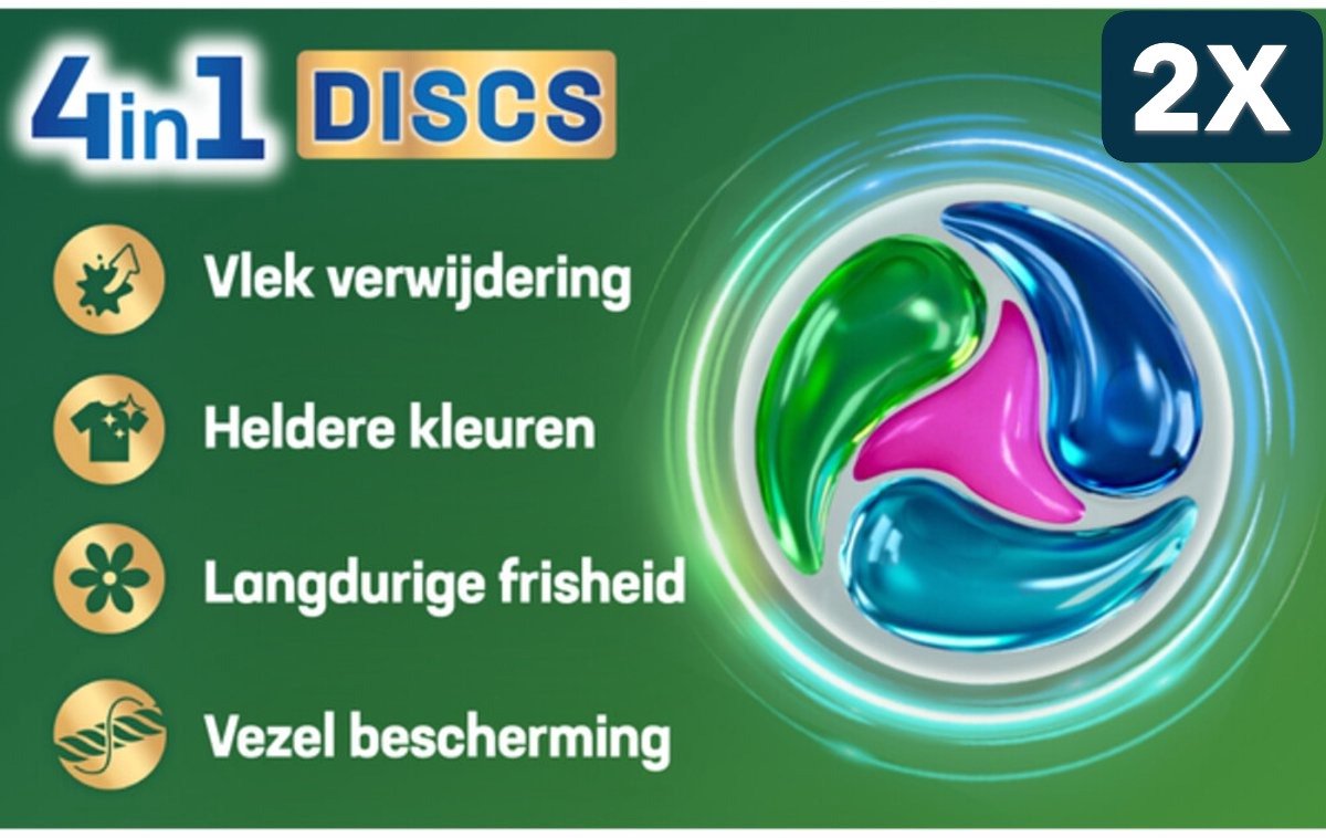2 x Persil Wasmiddelcapsules Discs Gekleurde Was - 22 stuks