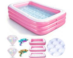 Opblaasbaar Kinderzwembad Rechthoekig 210x145x65 cm met Ballen en Waterpistolen