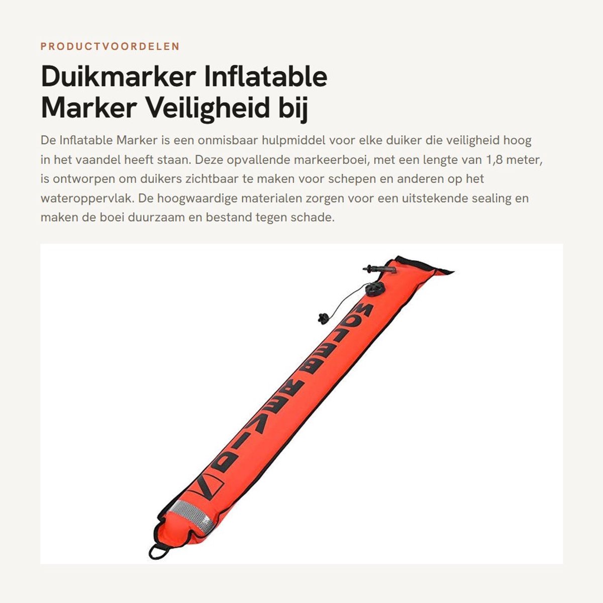 Solidchoice- Duikmarker 1,8m Hoge Zichtbaarheid - Opblaasbare Marker - Reflecterende Band - Duikuitrusting - Signaalmarker - Duurzaam Materiaal - Oppervlakmarker