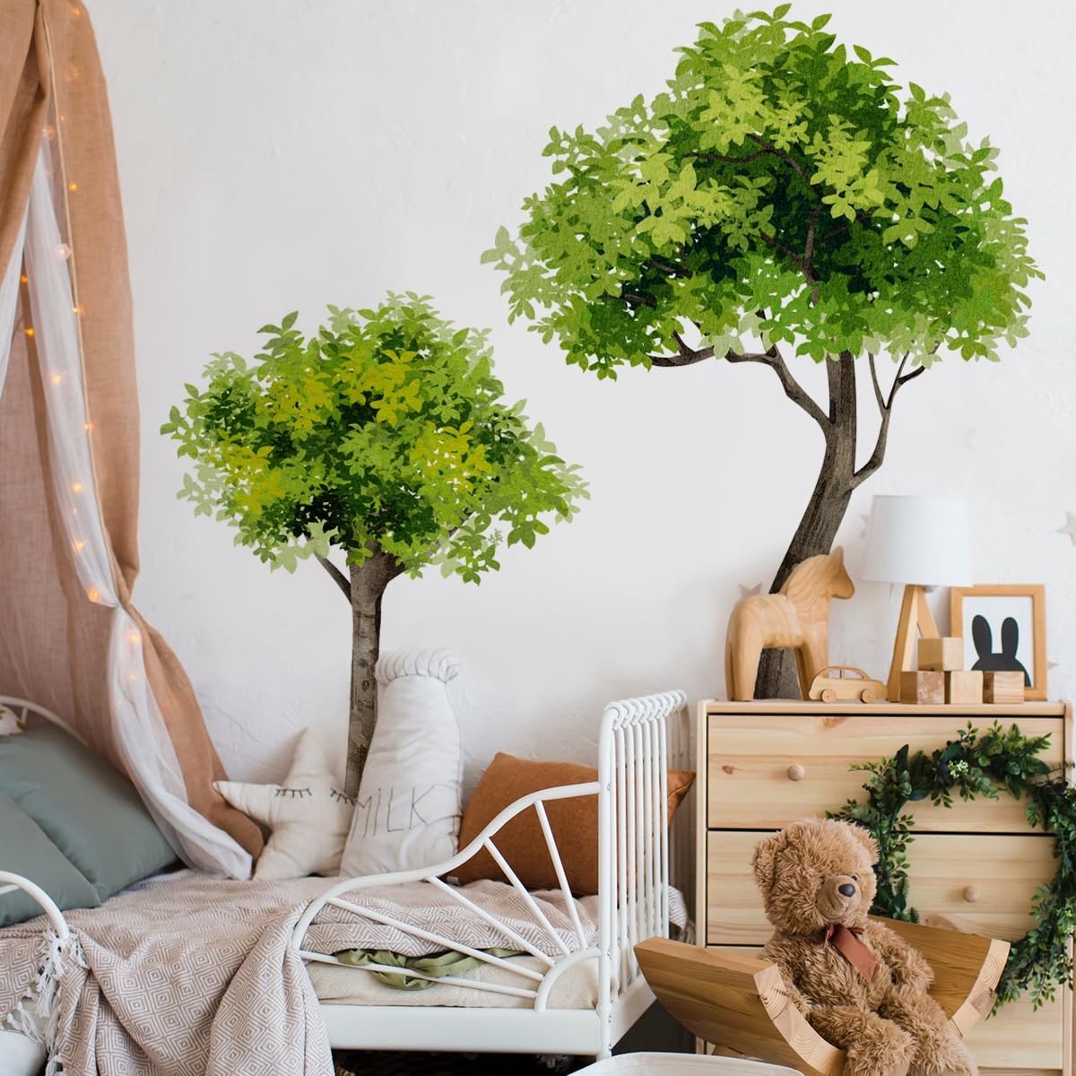 Solidchoice- Muursticker Grote Boom - Groene Planten - Bos Wanddecoratie - Kinderkamer Decor - Peel en Stick - Verwijderbaar Vinyl