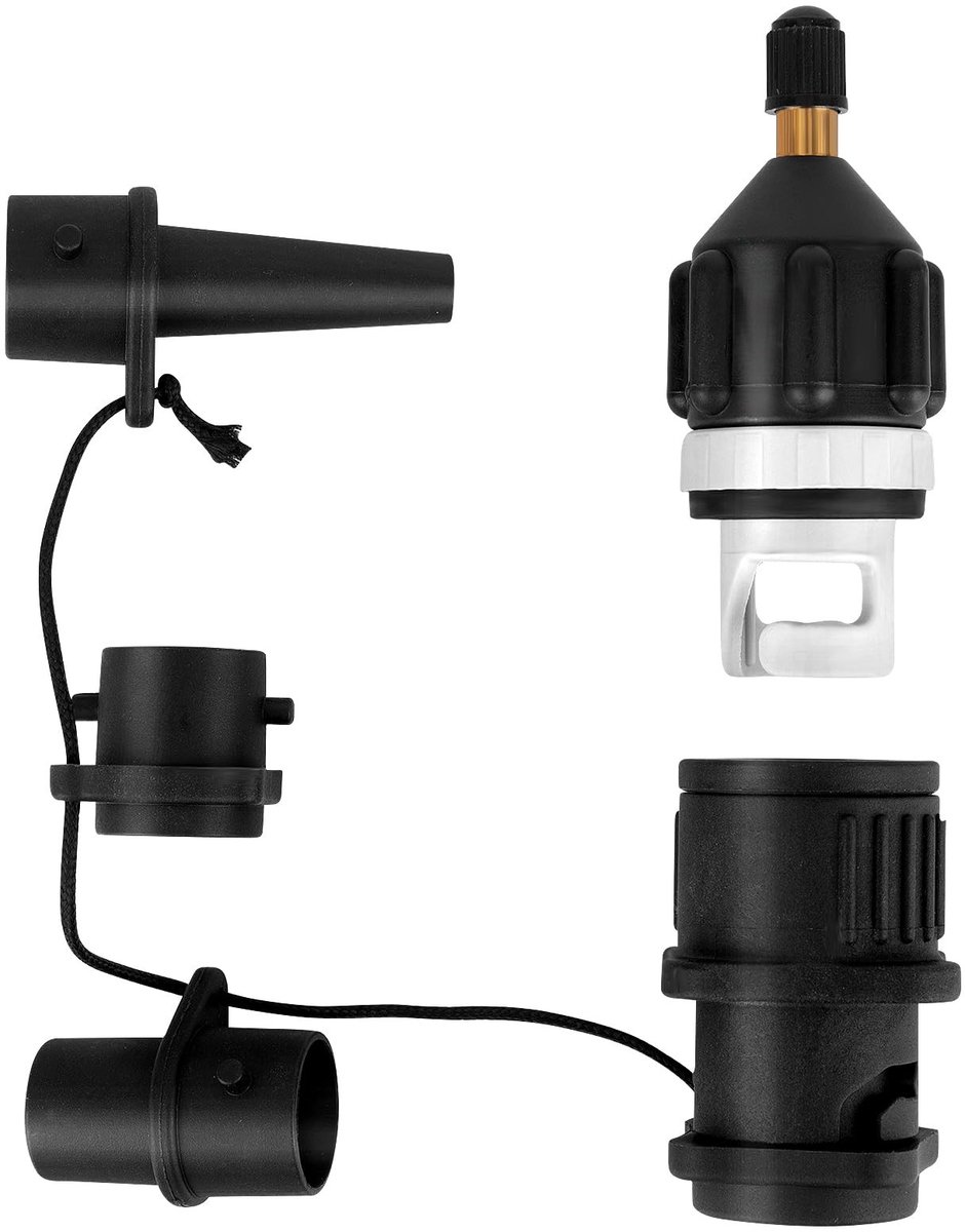 Ventieladapter voor rubberboot en SUP – met 4 mondstukken