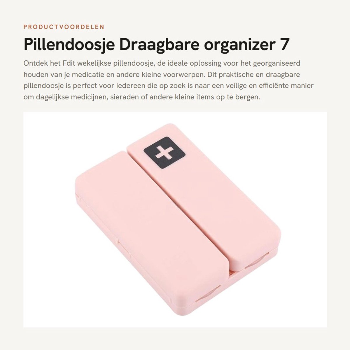 Solidchoice- Pillendoosje 7 Dagen - Draagbaar Medicatiedoosje - Opvouwbaar - Magnetisch - 7 Compartimenten - BPA-vrij en Duurzaam - Medicijnhouder