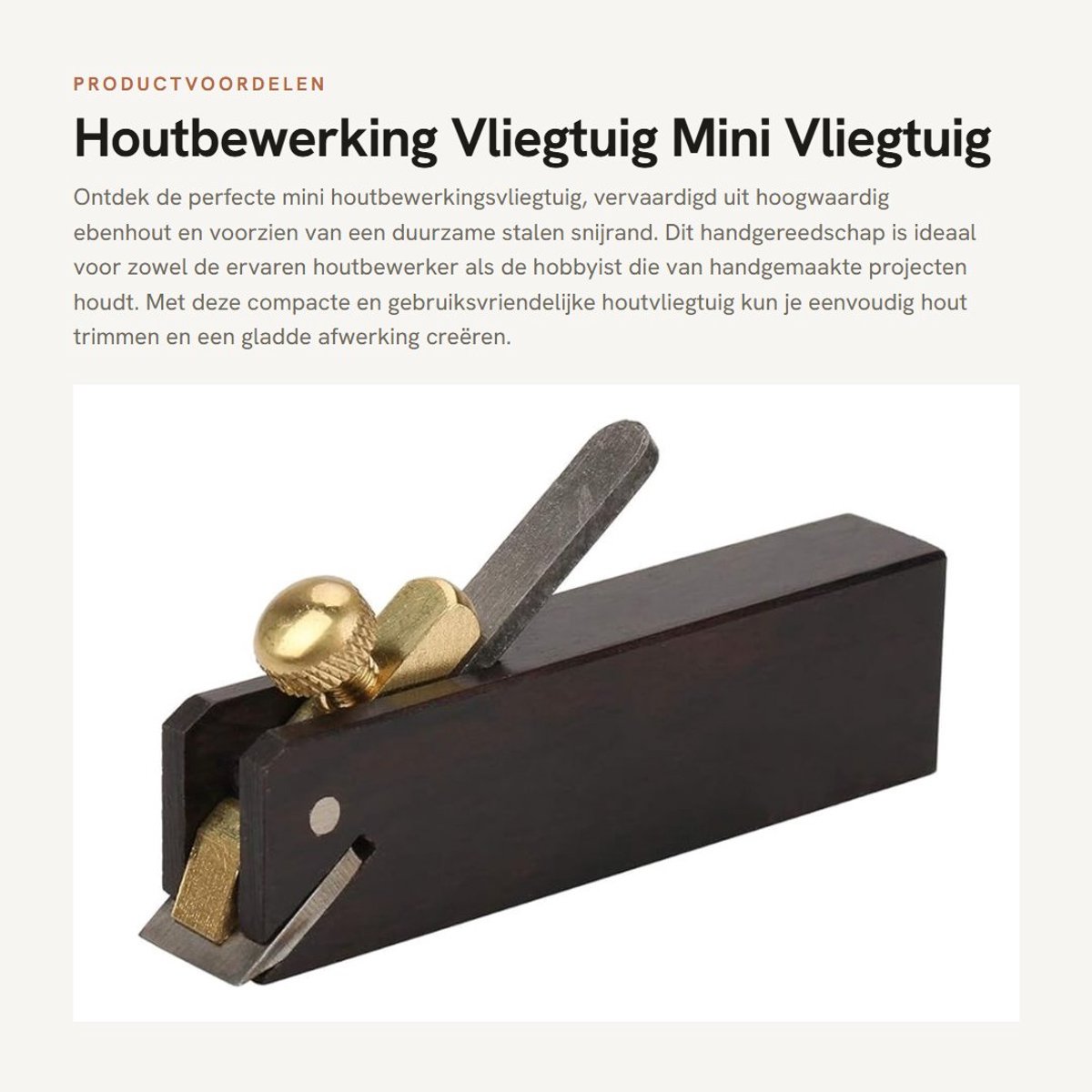 Solidchoice- Houtbewerkingsplane Hoogwaardige Staal - Mini Houtbewerkingsplane - Ebony Hout - Scherpe Snijkant - Duurzaam - Handgereedschap voor Houtbewerking - Mini Houtplane