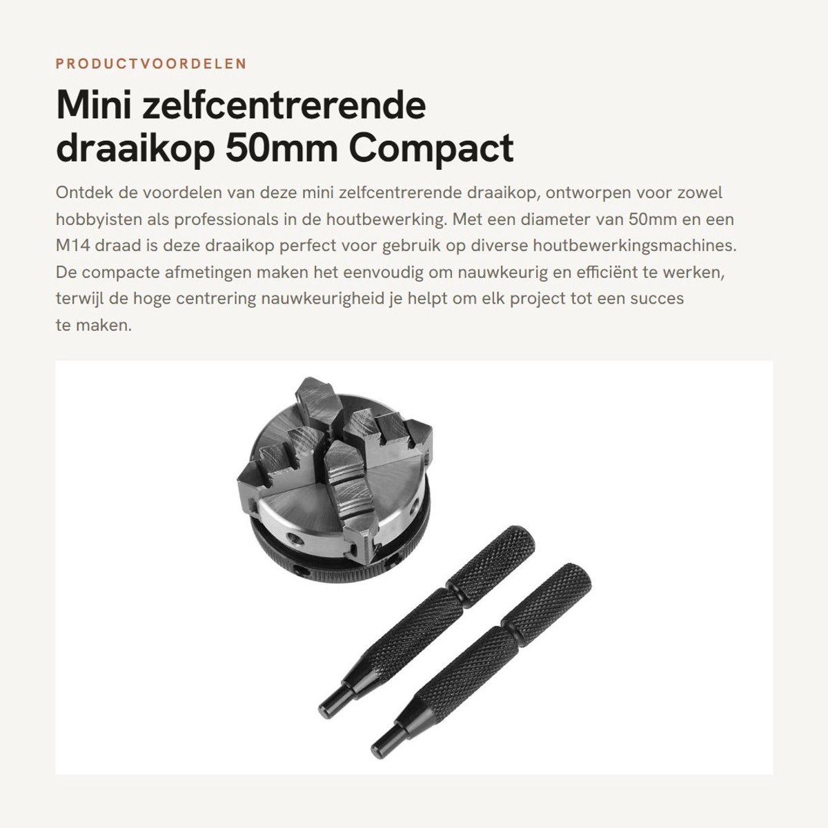 Solidchoice- Draaihouder 50mm - 4-jaw chuck - Zelfcentrerend - Handmatig - Geschikt voor houtbewerkingsmachines - Hoge centrering nauwkeurigheid